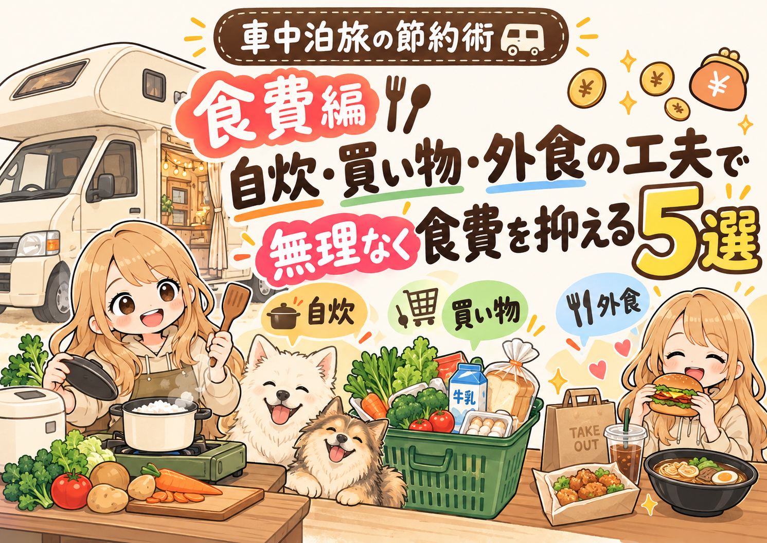 車中泊旅の食費節約　アイキャッチ画像